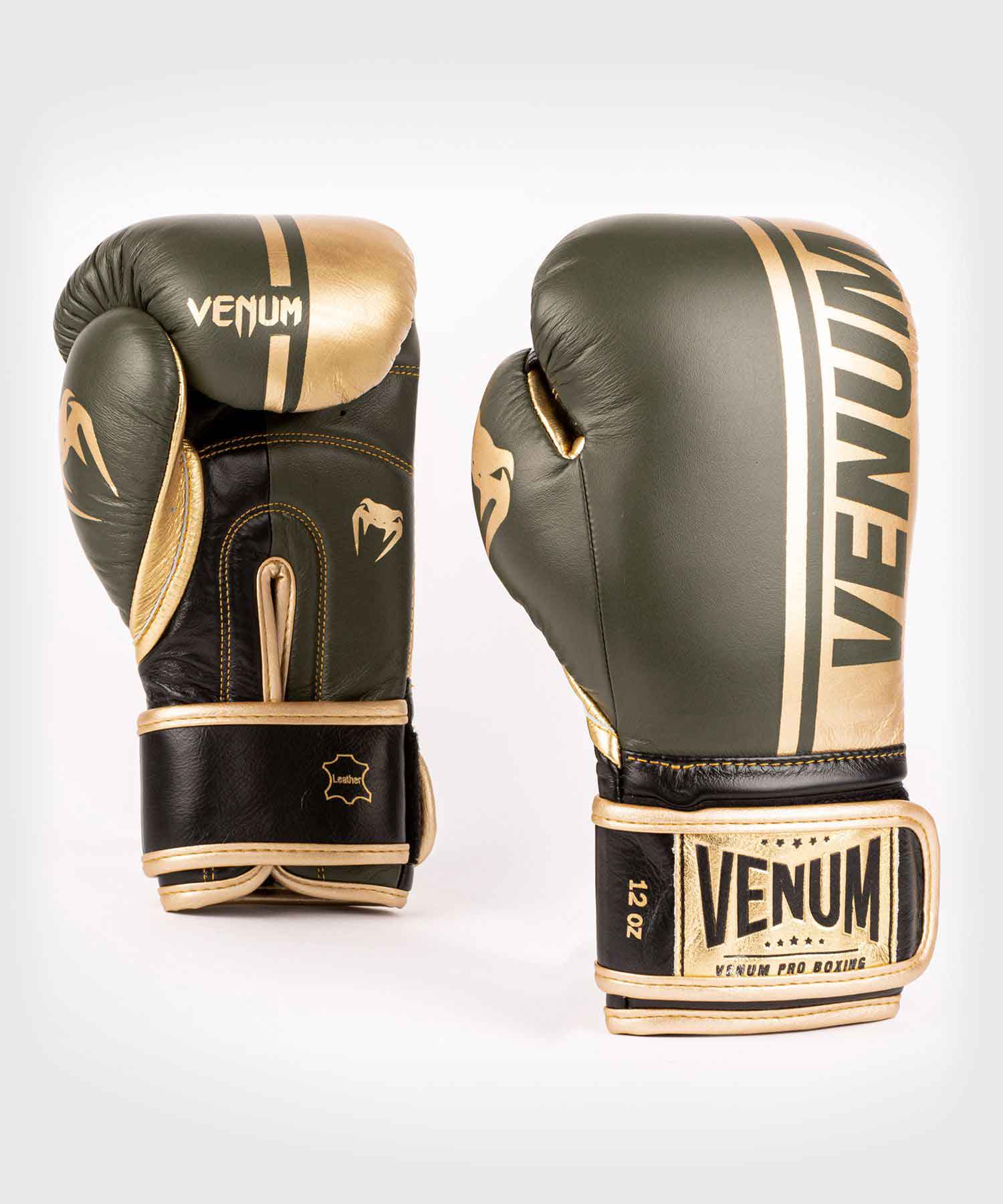 VENUM／ヴェナム　ボクシンググローブ　　SHIELD PRO BOXING GLOVES VELCRO／シールド プロボクシンググローブ ベルクロ（カーキ／ゴールド）