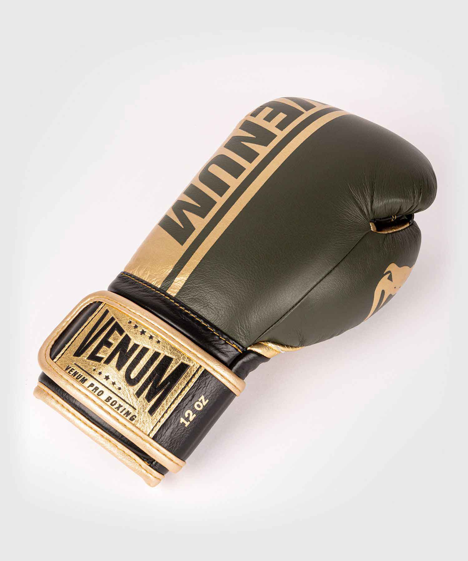 VENUM／ヴェナム　ボクシンググローブ　　SHIELD PRO BOXING GLOVES VELCRO／シールド プロボクシンググローブ ベルクロ（カーキ／ゴールド）