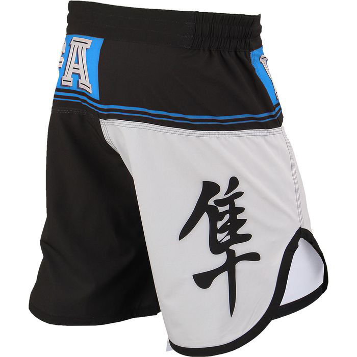 Hayabusa Fightwear／ハヤブサ・ファイトウェア　ファイトショーツ　　FLEX FACTOR FIGHT SHORTS／フレックス ファクター ファイトショーツ（黒／ライトブルー）