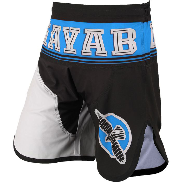 Hayabusa Fightwear／ハヤブサ・ファイトウェア　ファイトショーツ　　FLEX FACTOR FIGHT SHORTS／フレックス ファクター ファイトショーツ（黒／ライトブルー）