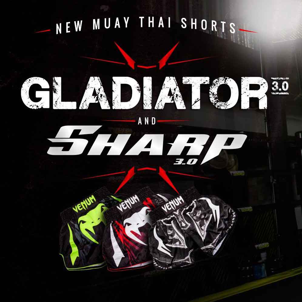 VENUM／ヴェナム　ムエタイショーツ　　SHARP 3.0 MUAY THAI SHORTS／シャープ 3.0 ムエタイショーツ（黒／レッド）