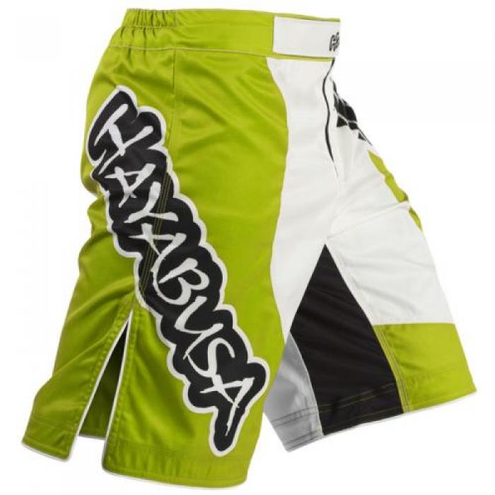 Hayabusa Fightwear／ハヤブサ・ファイトウェア　ファイトショーツ　　CHIKARA FIGHTSHORT／チカラ ファイトショーツ（白／ライトグリーン）