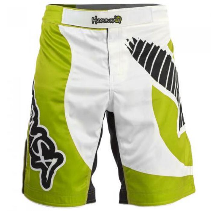 Hayabusa Fightwear／ハヤブサ・ファイトウェア　ファイトショーツ　　CHIKARA FIGHTSHORT／チカラ ファイトショーツ（白／ライトグリーン）