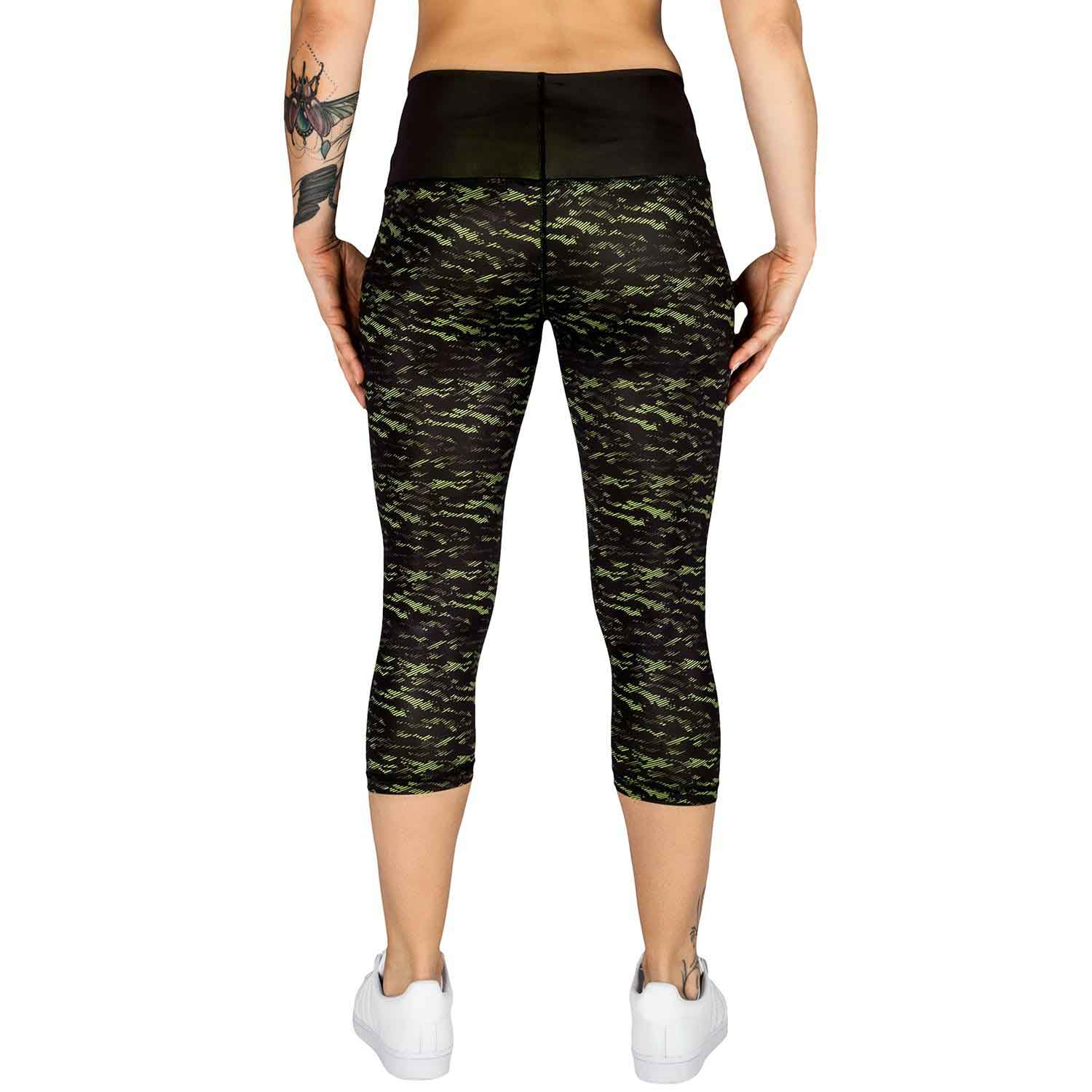 VENUM WOMEN／レディース　レギンス　　CAMOLINE LEGGINGS CROPS／カモライン クロップドレギンス（黒／ネオイエロー）