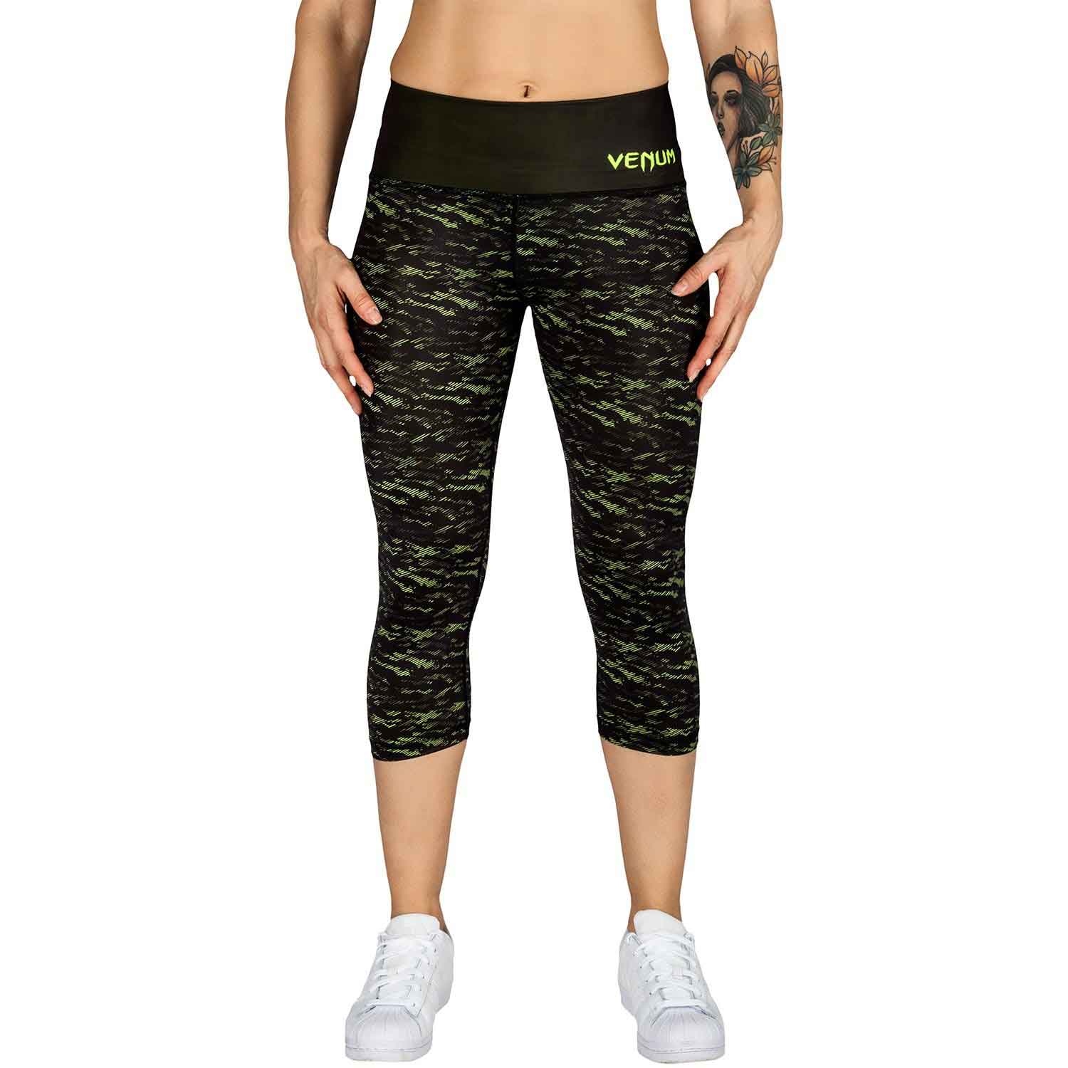 VENUM WOMEN／レディース　レギンス　　CAMOLINE LEGGINGS CROPS／カモライン クロップドレギンス（黒／ネオイエロー）