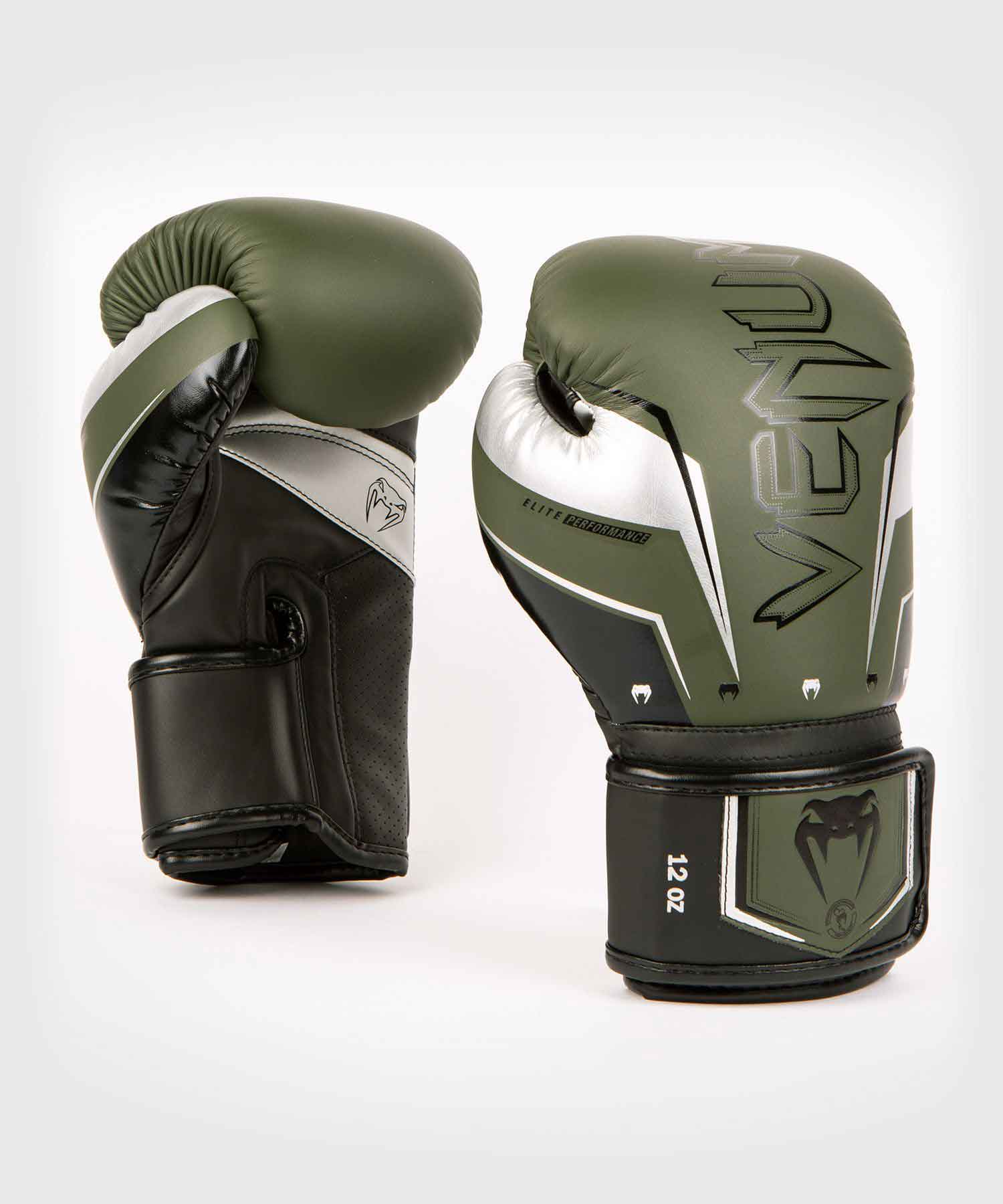 VENUM／ヴェナム　ボクシンググローブ　　ELITE EVO BOXING GLOVES／エリート エヴォ ボクシンググローブ（カーキ／黒／シルバー）