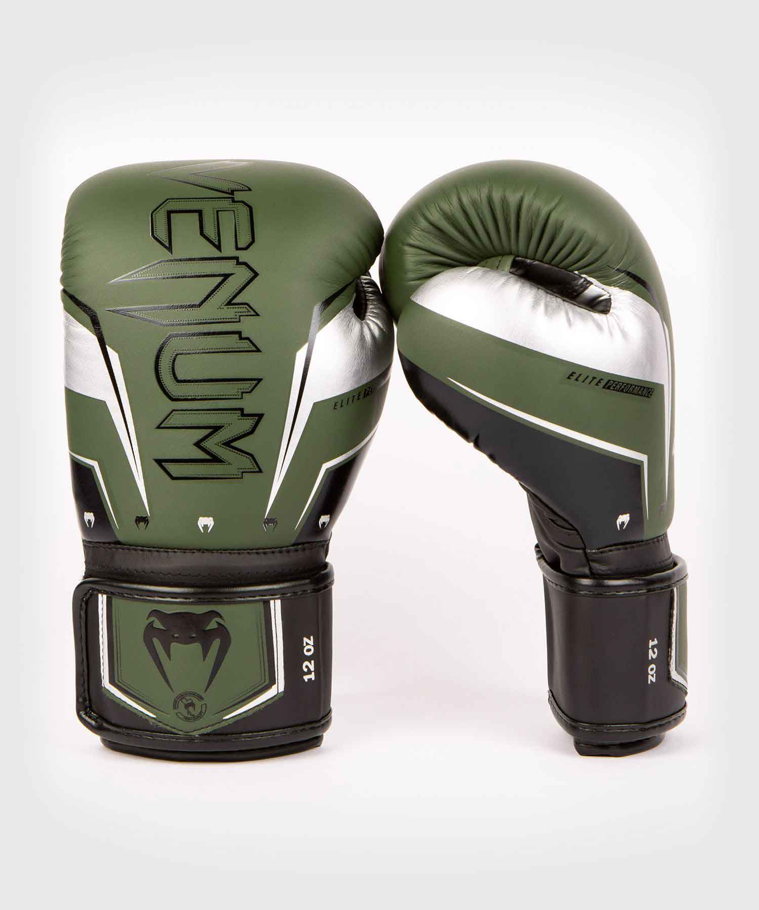 VENUM／ヴェナム　ボクシンググローブ　　ELITE EVO BOXING GLOVES／エリート エヴォ ボクシンググローブ（カーキ／黒／シルバー）