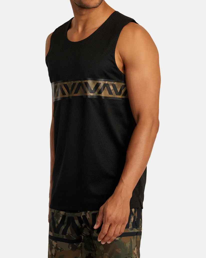 RVCA／ルーカ（ルカ）　タンクトップ　　Hawaii Taro Mesh Tank Top／ハワイ タロ メッシュ タンクトップ（黒）