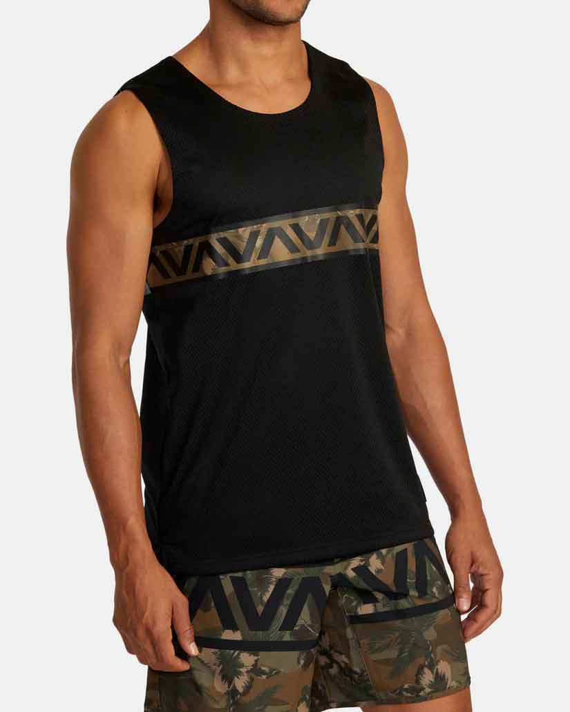 RVCA／ルーカ（ルカ）　タンクトップ　　Hawaii Taro Mesh Tank Top／ハワイ タロ メッシュ タンクトップ（黒）