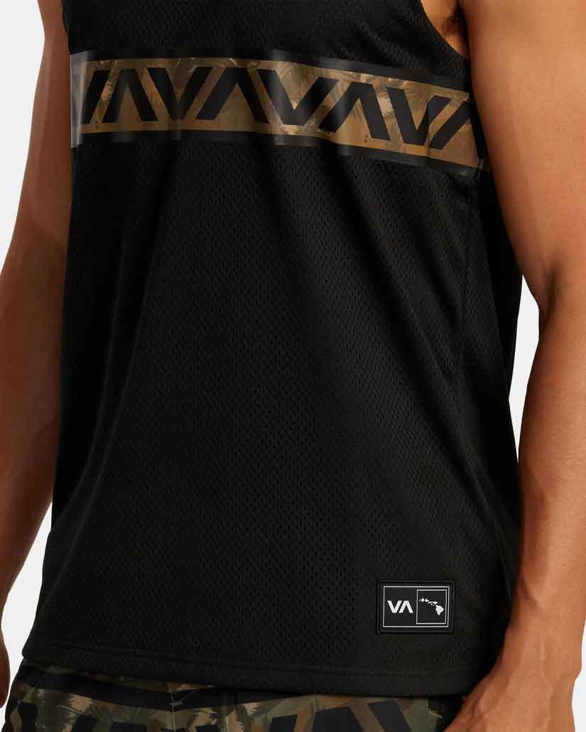 RVCA／ルーカ（ルカ）　タンクトップ　　Hawaii Taro Mesh Tank Top／ハワイ タロ メッシュ タンクトップ（黒）