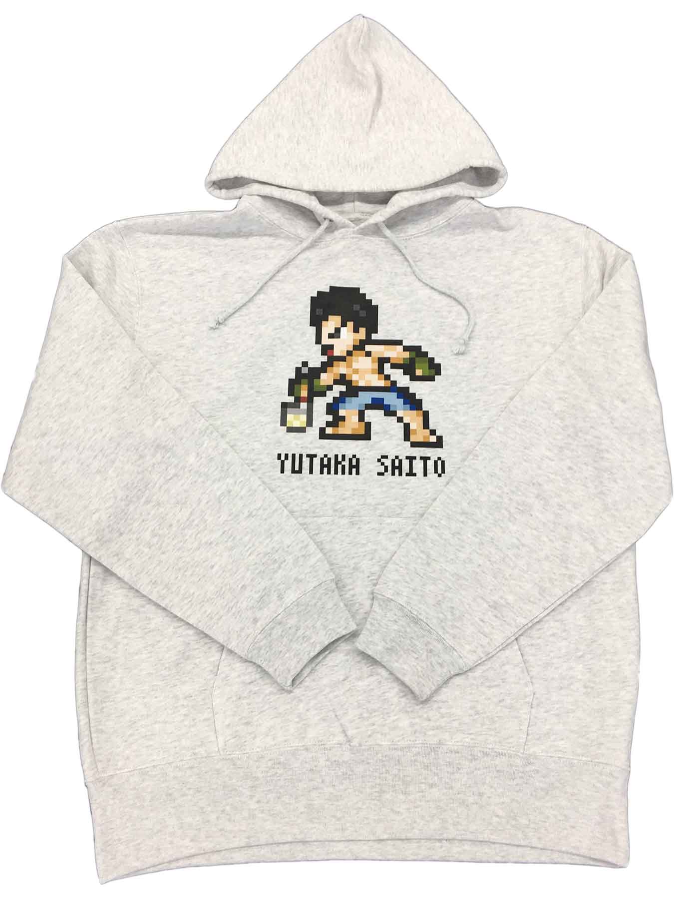 Tri-Fight／トライファイト　　YUTAKA SAITO PIXCEL ART HOODIE／斎藤裕 ピクセル アート（ドット絵） フーディー（ライトグレーアッシュ）