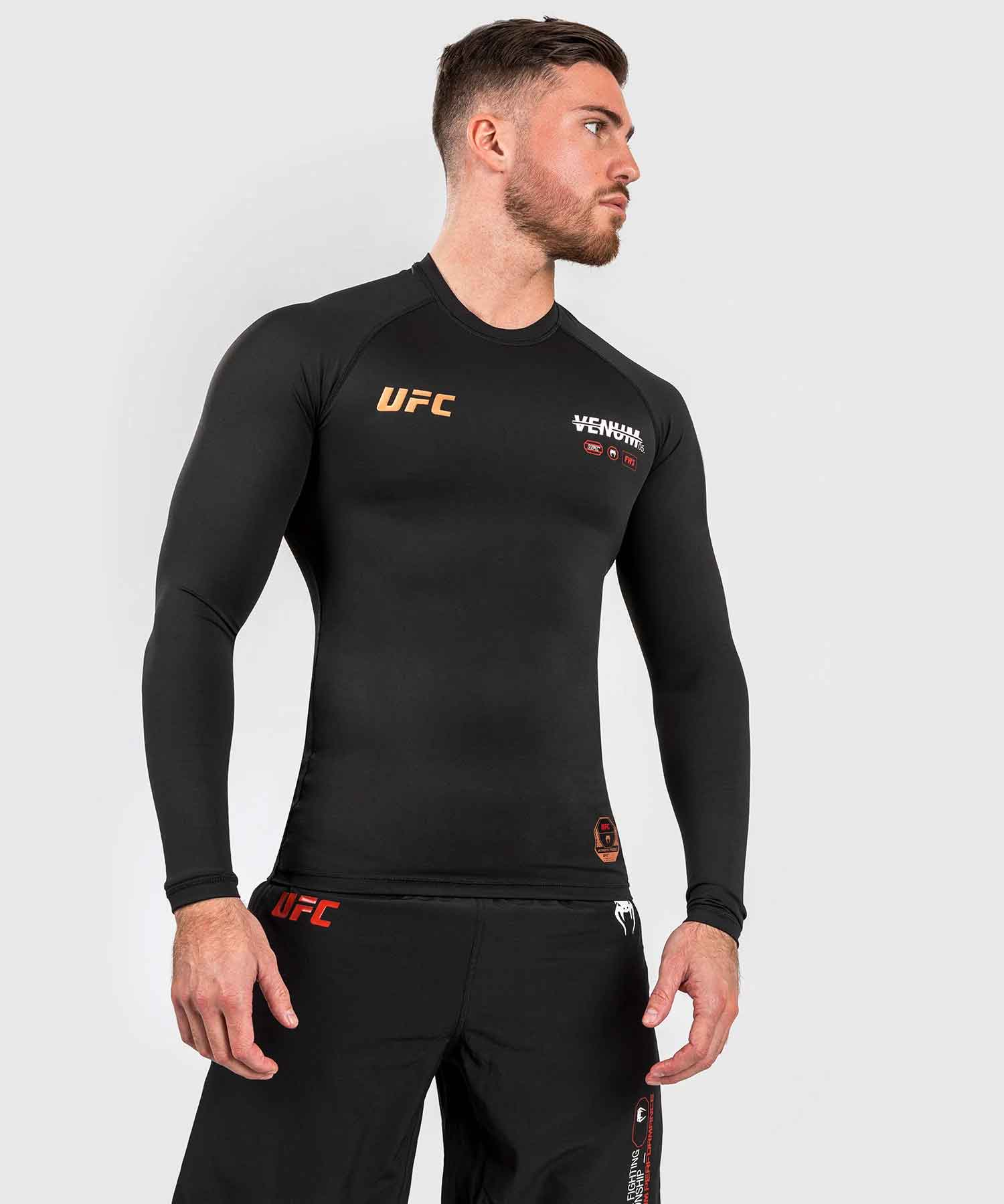 VENUM／ヴェナム　ラッシュガード　　UFC Adrenaline by Venum Fight Week Men’s Performance Long-sleeve Rashguard／UFC アドレナリン by ヴェナム ファイトウィーク メンズ パフォーマンス ロングスリーブ ラッシュガード（黒）