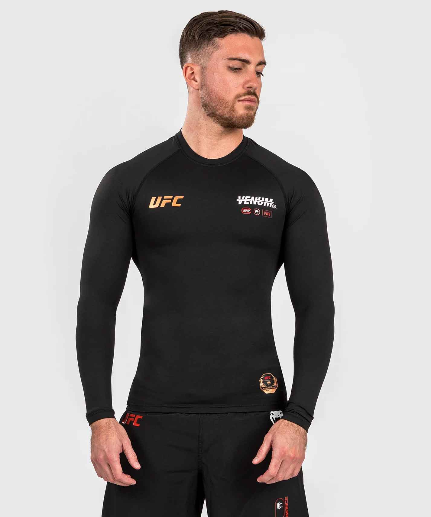 VENUM／ヴェナム　ラッシュガード　　UFC Adrenaline by Venum Fight Week Men’s Performance Long-sleeve Rashguard／UFC アドレナリン by ヴェナム ファイトウィーク メンズ パフォーマンス ロングスリーブ ラッシュガード（黒）