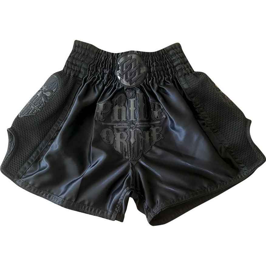 RECKLESS Muay Thai shorts Full Black／レックレス ムエタイショーツ フルブラック