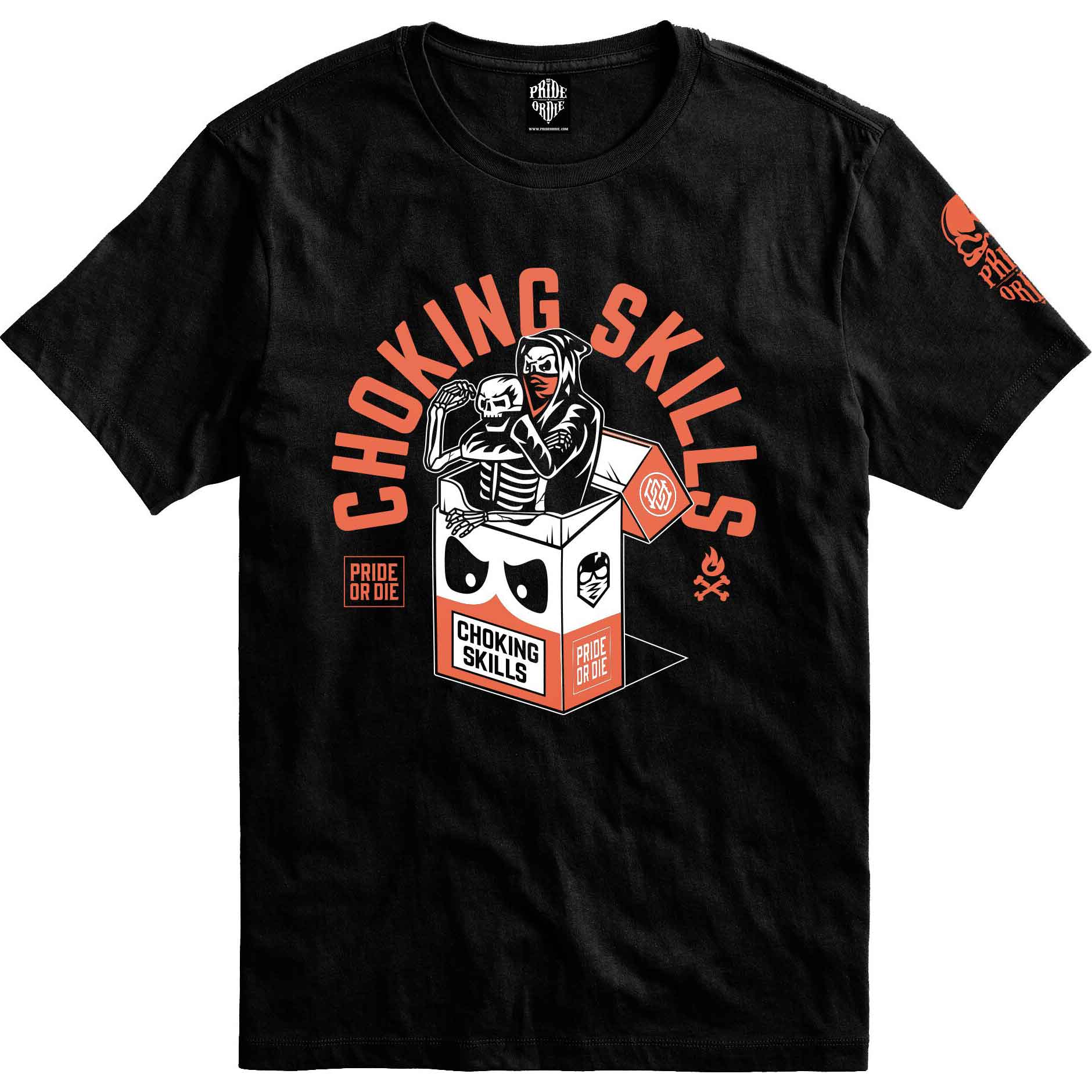 PRIDE OR DIE(PRiDEorDiE)／プライド オア ダイ　Tシャツ　　CHOKING SKILLS T-shirt／チョーキング・スカル Tシャツ