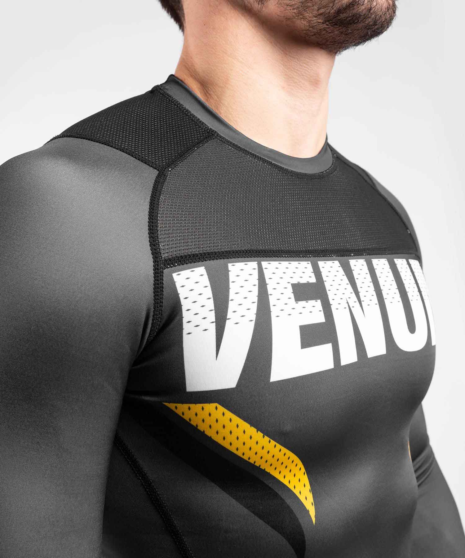 VENUM／ヴェナム　ラッシュガード　　VENUM×ONE FC IMPACT RASHGUARD LONG SLEEVES／VENUM×ONE FC インパクト ラッシュガード ロングスリーブ（グレー／黒／イエロー）