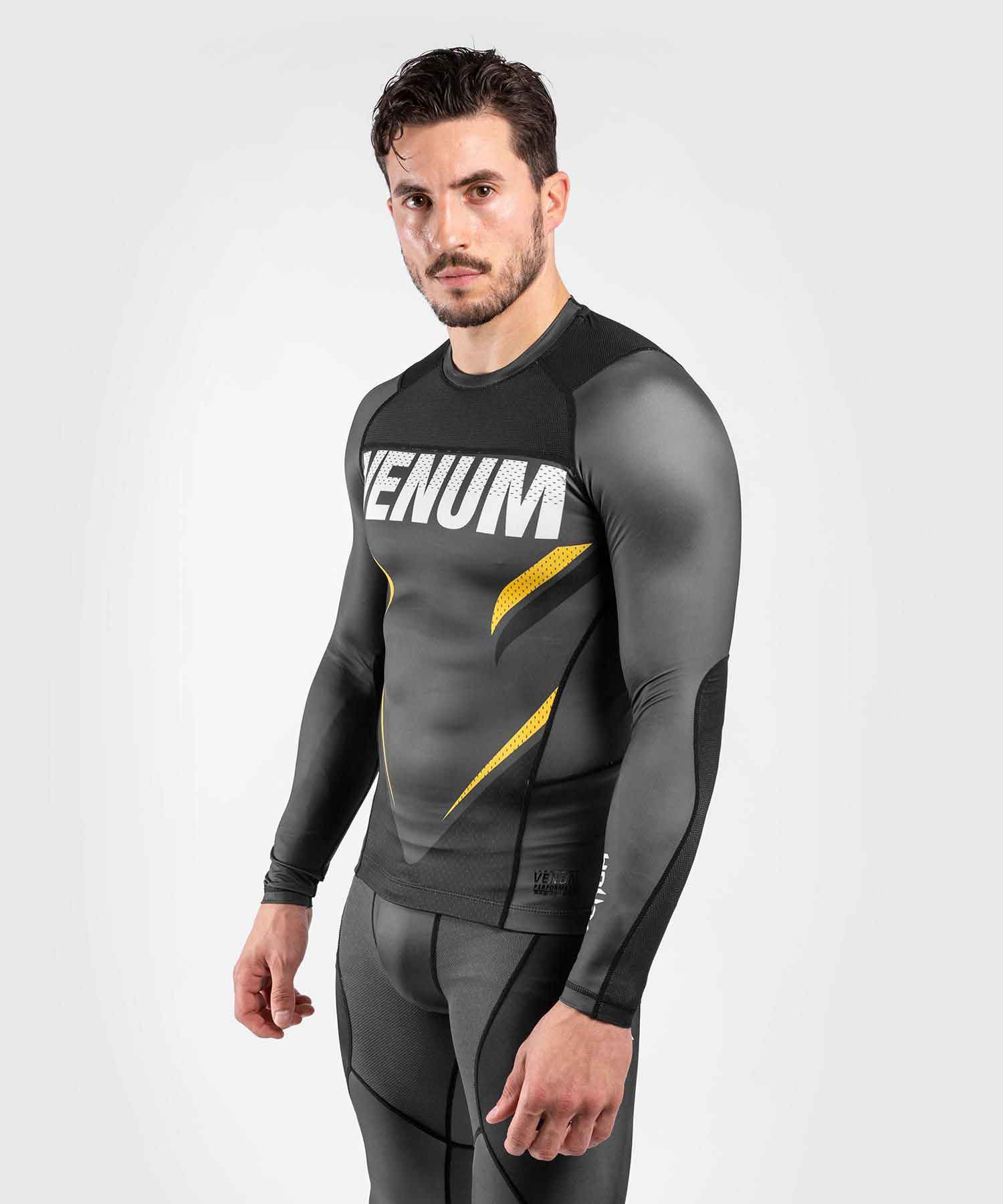 VENUM／ヴェナム　ラッシュガード　　VENUM×ONE FC IMPACT RASHGUARD LONG SLEEVES／VENUM×ONE FC インパクト ラッシュガード ロングスリーブ（グレー／黒／イエロー）