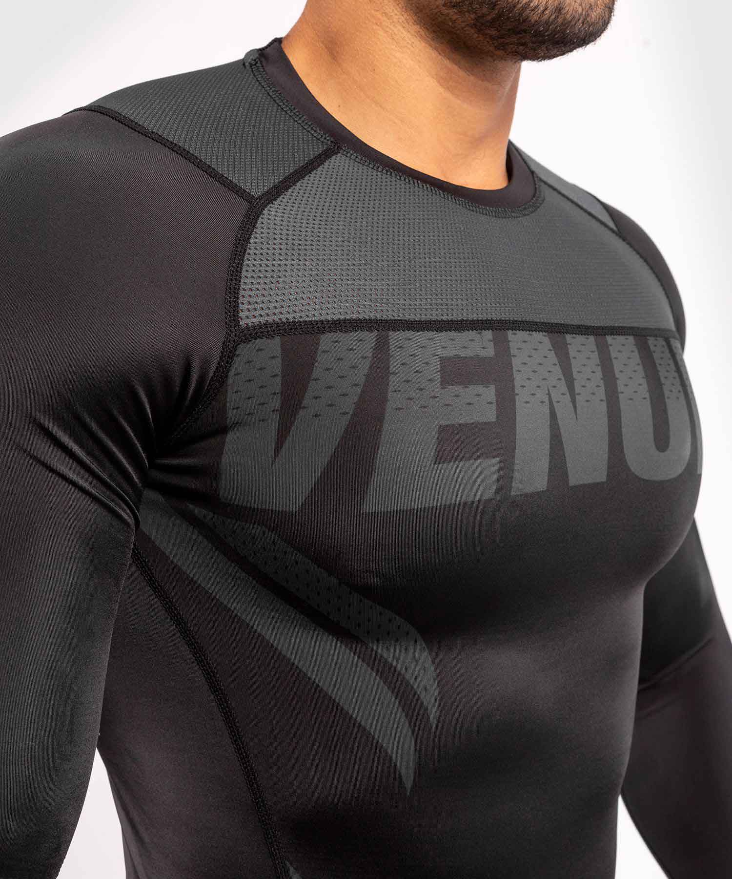 VENUM／ヴェナム　ラッシュガード　　VENUM×ONE FC IMPACT RASHGUARD LONG SLEEVES／VENUM×ONE FC インパクト ラッシュガード ロングスリーブ（黒／グレー）