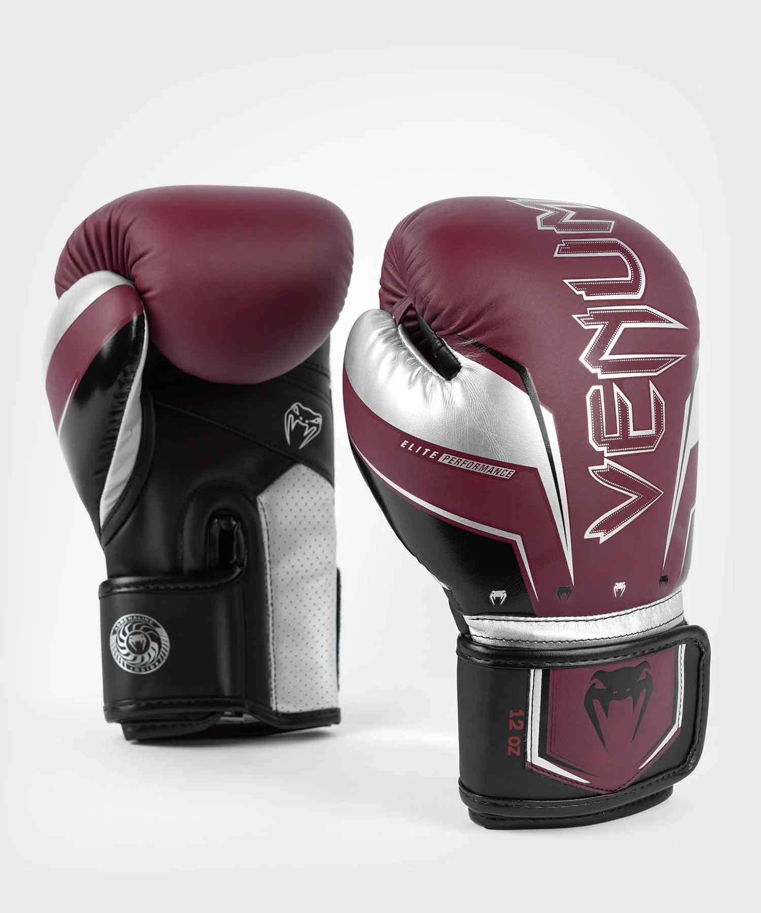VENUM／ヴェナム　ボクシンググローブ　　Elite Evo Boxing Gloves／エリート エヴォ ボクシンググローブ（バーガンディ／シルバー／黒）