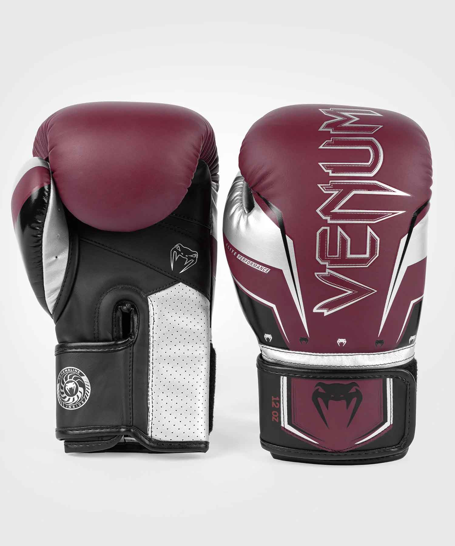 VENUM／ヴェナム　ボクシンググローブ　　Elite Evo Boxing Gloves／エリート エヴォ ボクシンググローブ（バーガンディ／シルバー／黒）