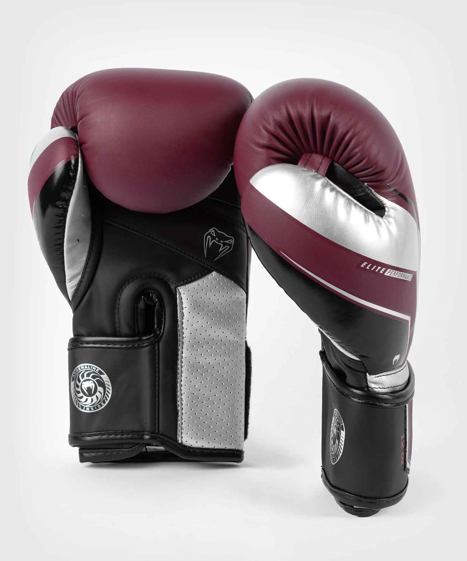 VENUM／ヴェナム　ボクシンググローブ　　Elite Evo Boxing Gloves／エリート エヴォ ボクシンググローブ（バーガンディ／シルバー／黒）