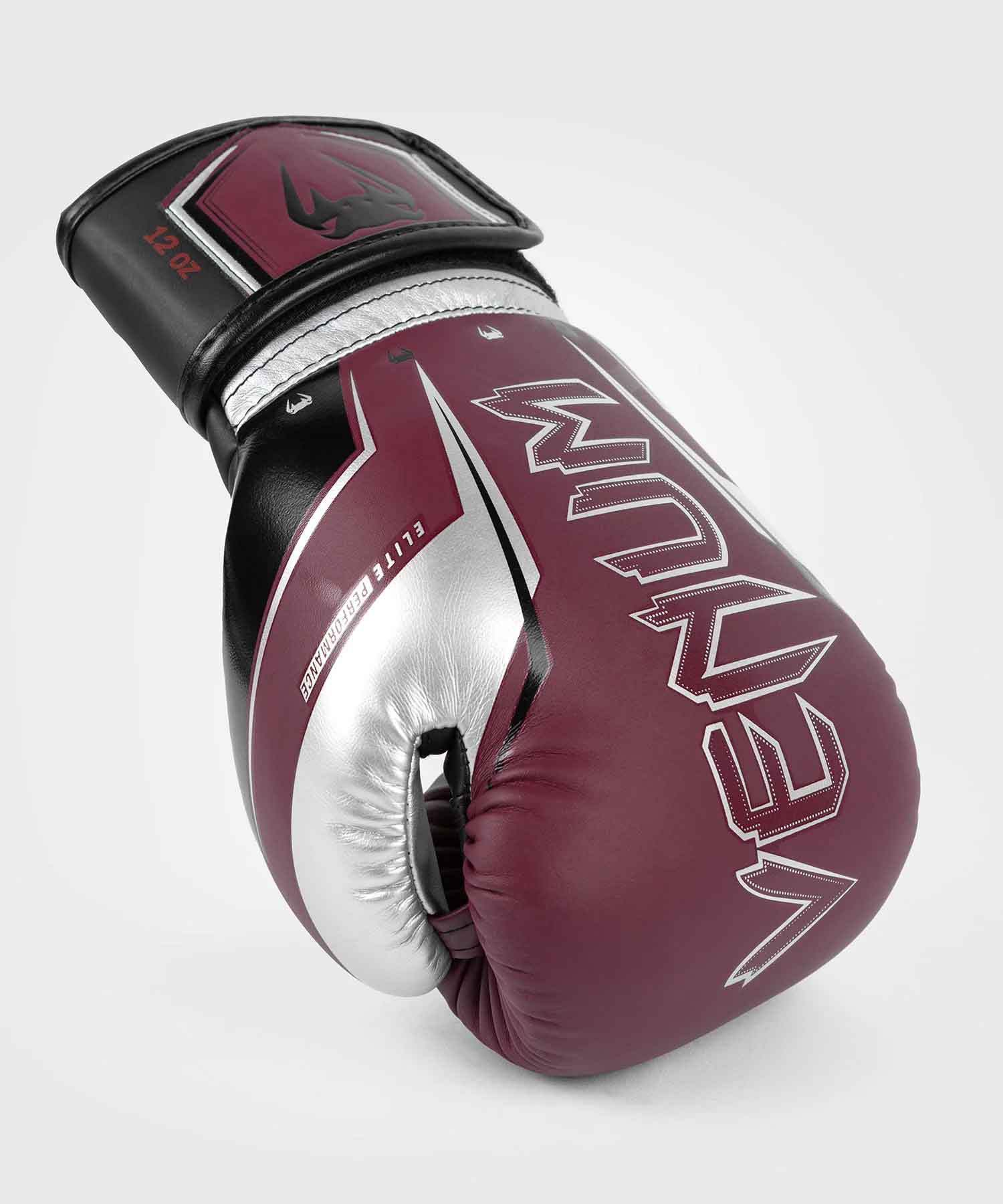 VENUM／ヴェナム　ボクシンググローブ　　Elite Evo Boxing Gloves／エリート エヴォ ボクシンググローブ（バーガンディ／シルバー／黒）