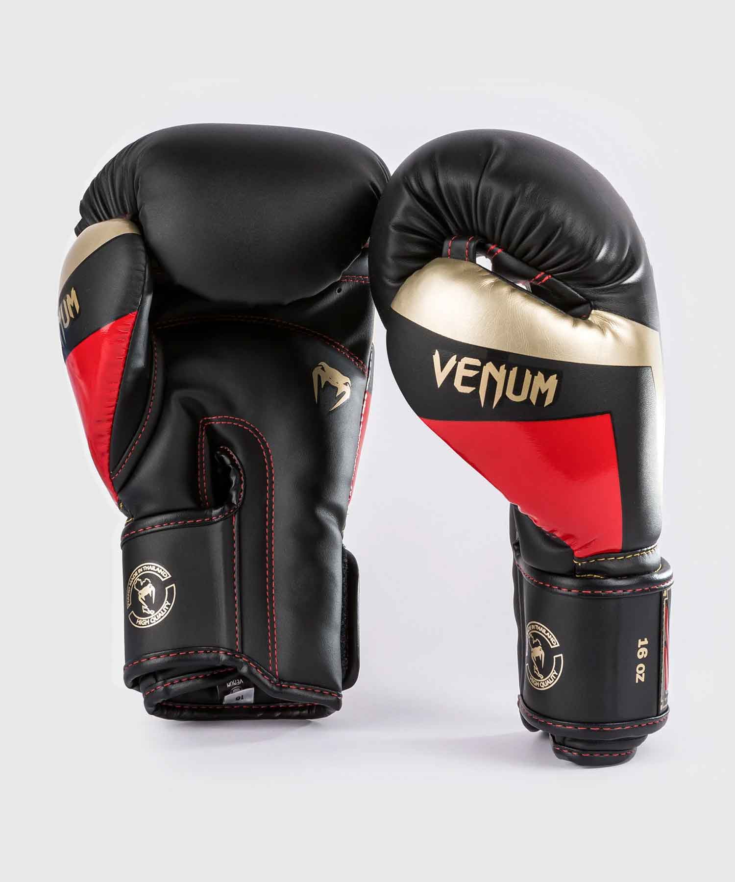 VENUM／ヴェナム　ボクシンググローブ　　Elite Boxing Gloves／エリート ボクシンググローブ（黒／ゴールド／レッド）