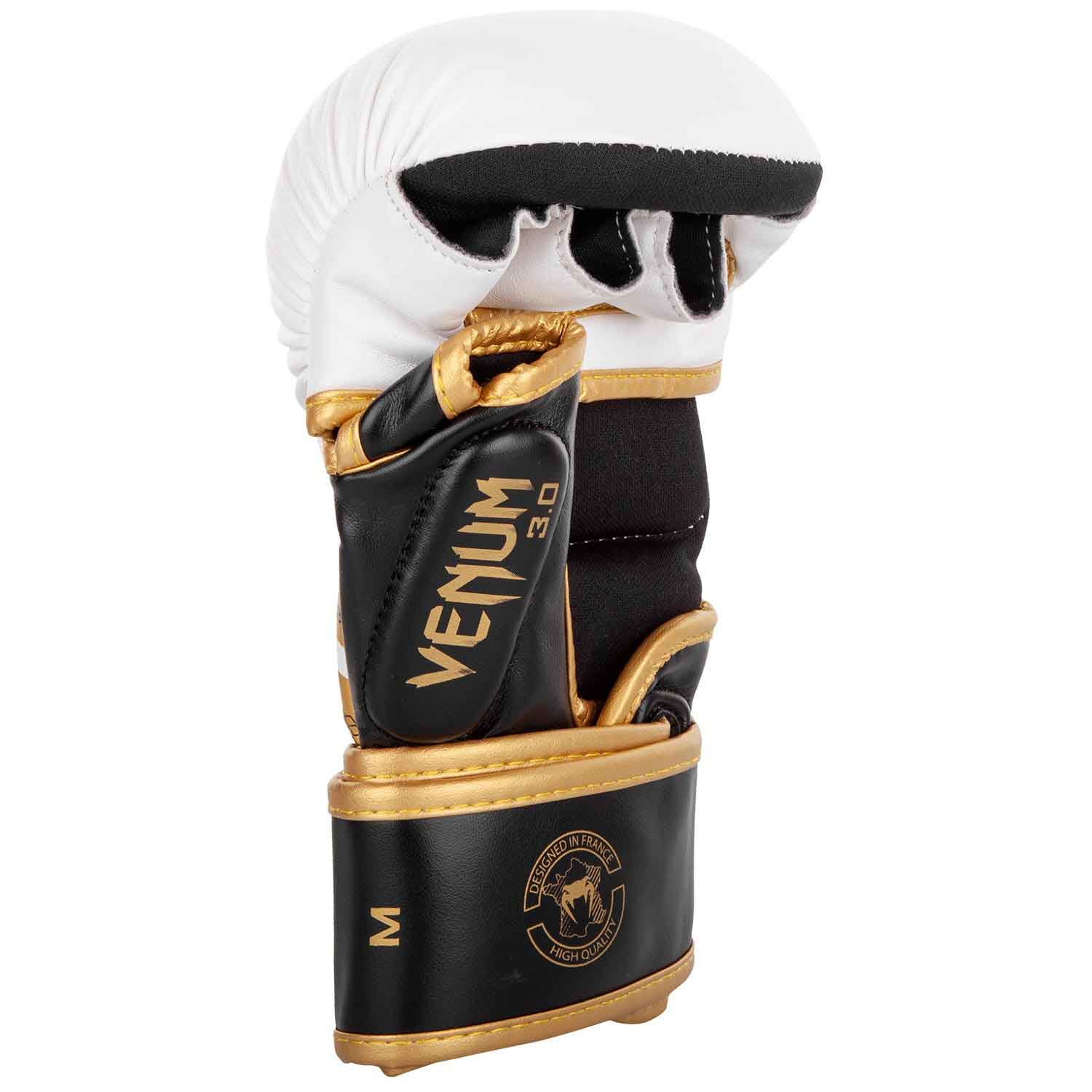 VENUM／ヴェナム　MMAグローブ（オープンフィンガーグローブ）　　CHALLENGER 3.0 SPARRING GLOVES／チャレンジャー 3.0 スパーリンググローブ（白／ゴールド）