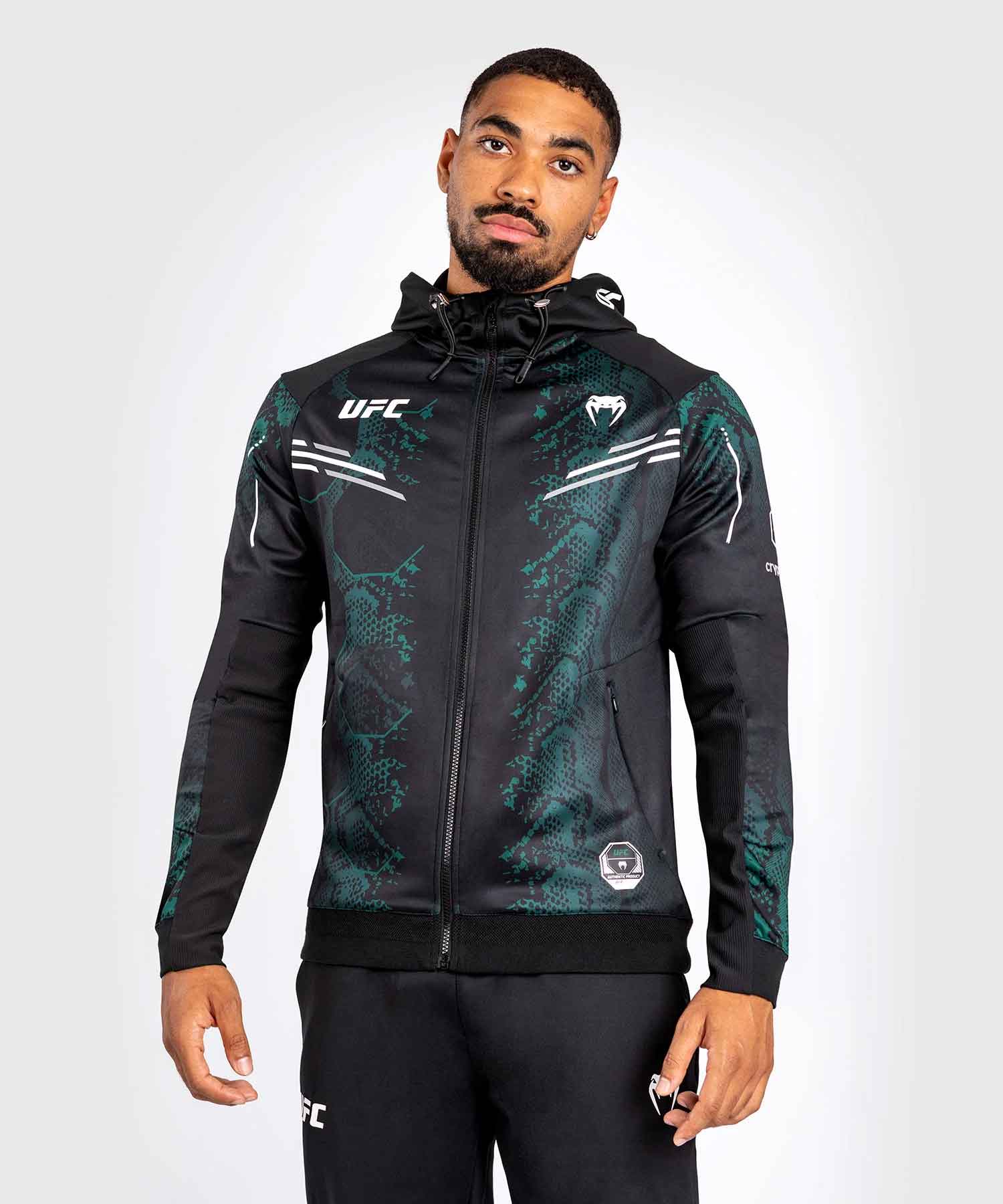 VENUM／ヴェナム　パーカー（フーディー）　　UFC Adrenaline by Venum Authentic Fight Night Men’s Walkout Hoodie Emerald Edition／UFC30周年記念限定版 UFC アドレナリン by ヴェナム オーセンティック ファイトナイト メンズ ウォークアウト フーディ エメラルド エディション