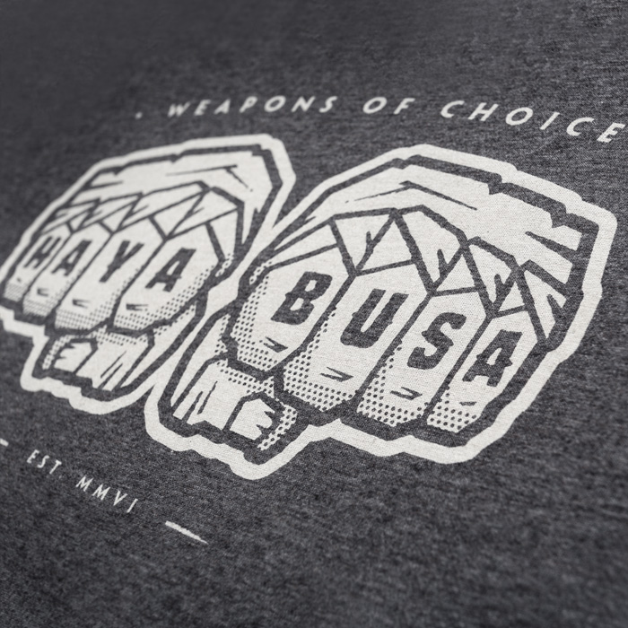 Hayabusa Fightwear／ハヤブサ・ファイトウェア　Tシャツ　　WEAPONS OF CHOICE／ウェポンズ オブ チョイス（ヘザー・グレー）